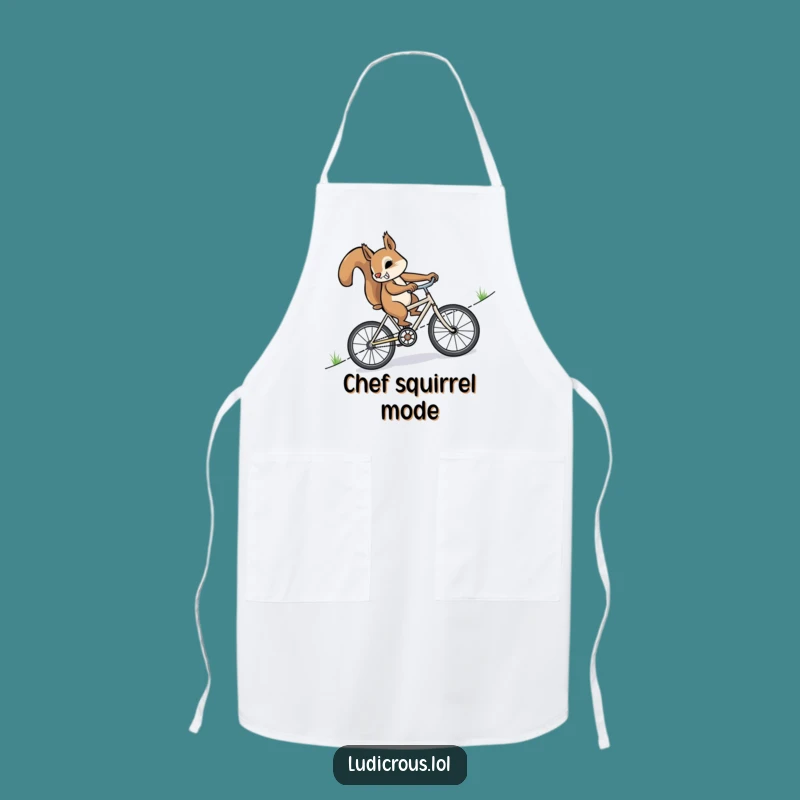Funny Squirrel Bike Apron: Cook with Determination, Perfect Kitchen Funny Gift