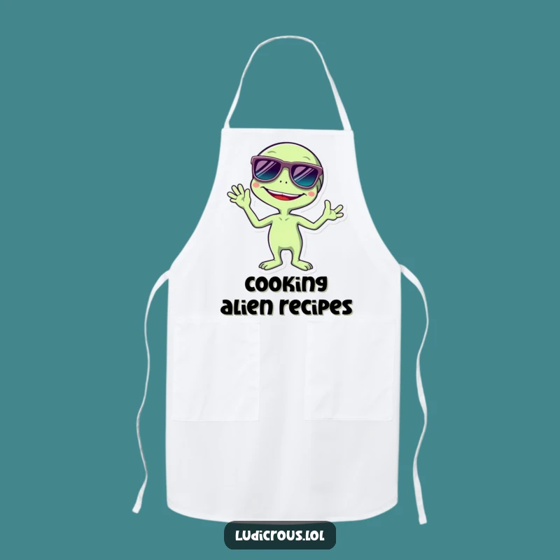 Funny Alien Apron: Giggling Extraterrestrial Sunglasses, Hilarious Kitchen Wear Gift