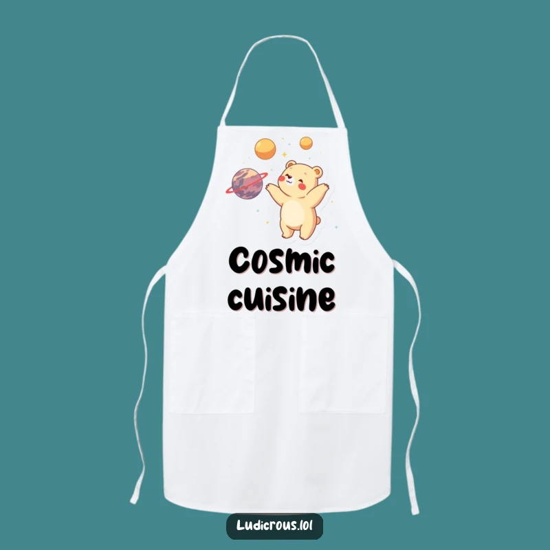 Funny Bear Planet Juggler Apron: Cook up cosmic creations!