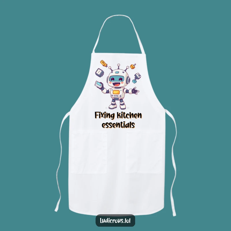 Funny Robot Apron: Cheerful Juggling Parts, Hilarious Kitchen Wear & Gift