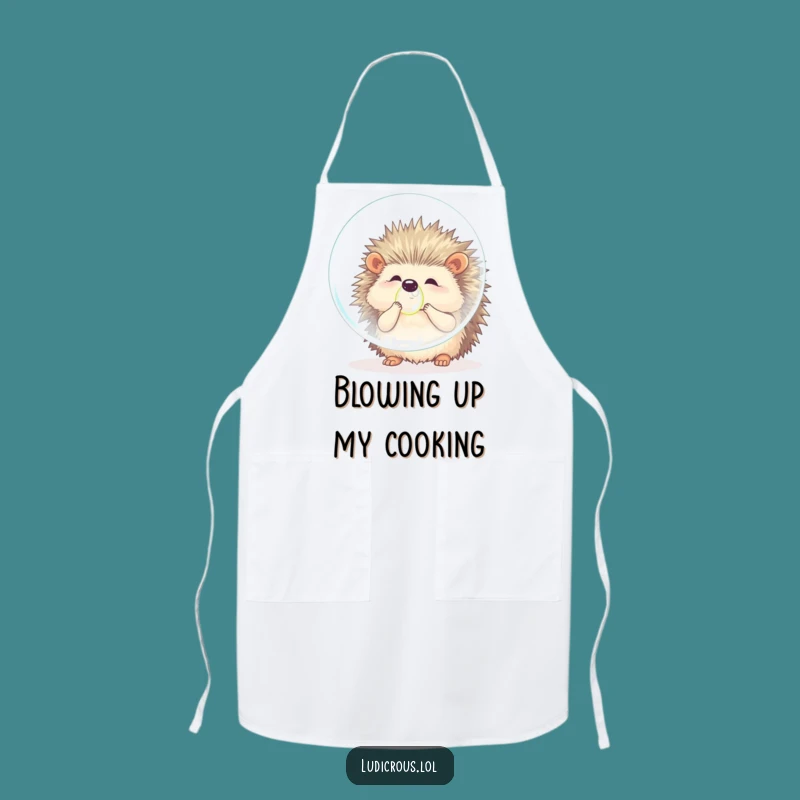 Funny Hedgehog Bubble Blow Funny Apron Gift - Culinary Prickle's Ambitious Kitchen Fun