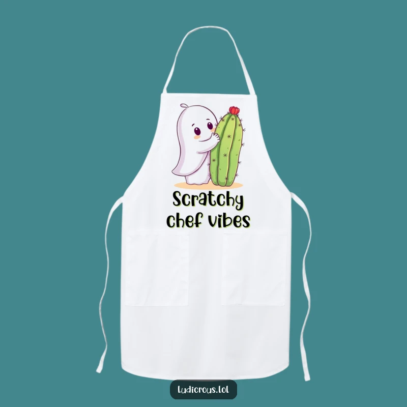 Funny Ghost Cactus Hug Apron: Cook with Spooky Smiles - Unique Gift!