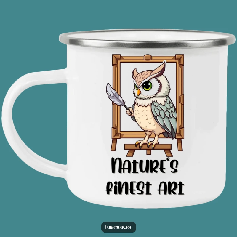 Funny Owl Painting Portrait Camping Mug: Artistic Fuel for Outdoor Adventures