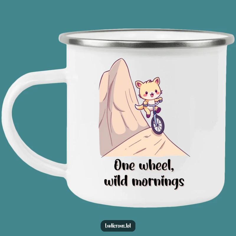 Funny Unicycle Critter Camping Mug: Durable Adventure Cup, Great Funny Gift