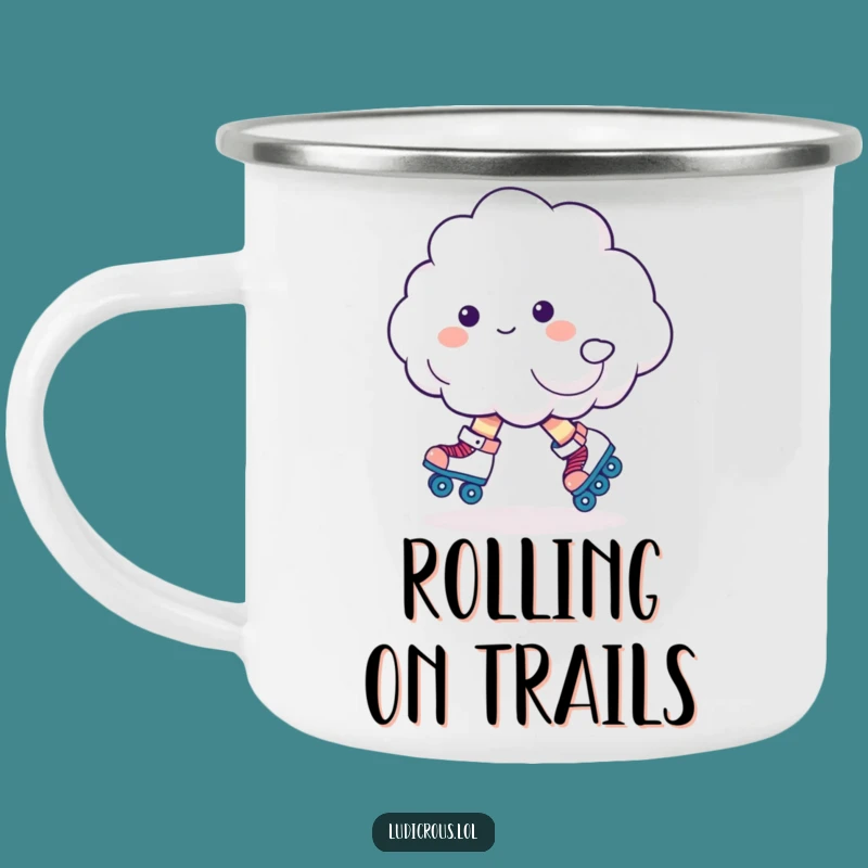 Funny Cloud Roller Skates Camping Mug: Adventure Awaits with Hilarious Skater Vibes!