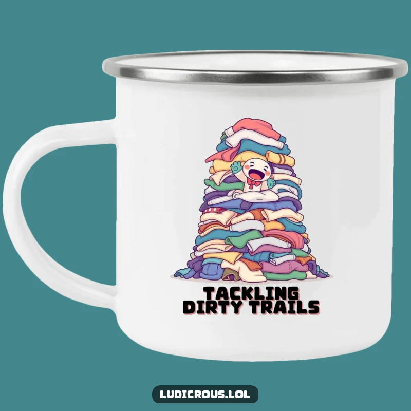 Funny Sock Puppet Camping Mug - Conquer Nature with Determined Vibes