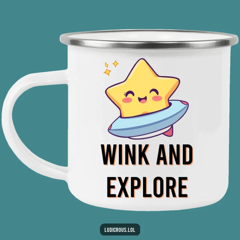 Funny Star Spaceship Camping Mug: Sip Cosmic Brews, Hilarious Gift