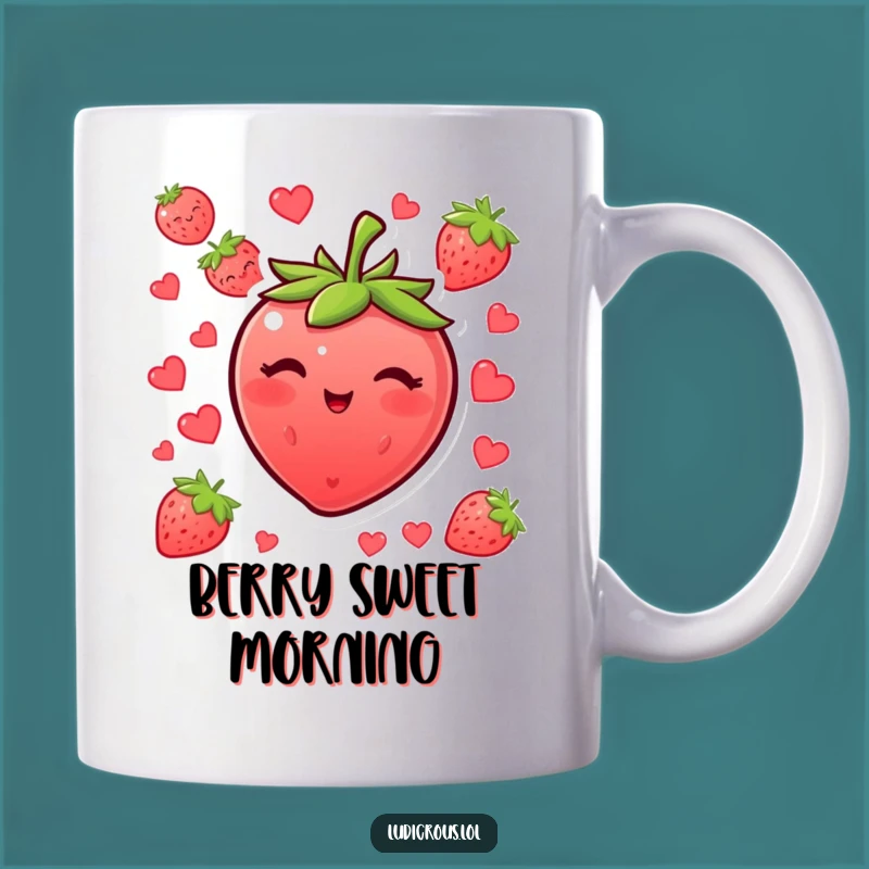 Funny Blushing Strawberry Wink Mug - A Sweet & Cheeky Treat for Your Morning Coffee