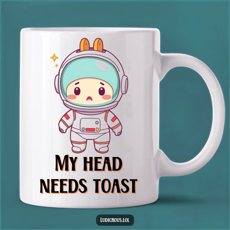 Funny Astronaut Mug: Toaster Head Mishap, Hilarious Space Gag Gift