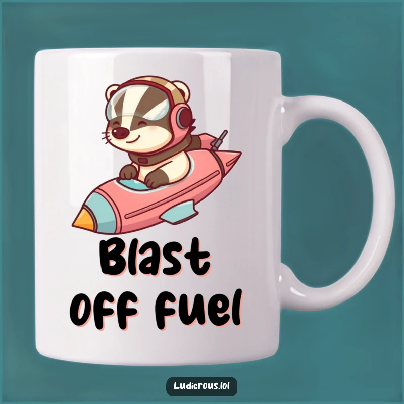 Funny Badger Rocket Pilot Mug: Blast off with humor, the perfect gift!