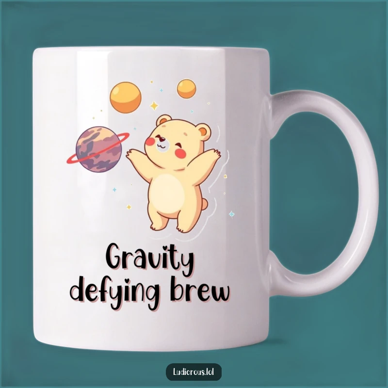 Funny Bear Planet Juggler Mug: Cosmic fun for your favorite stargazer!