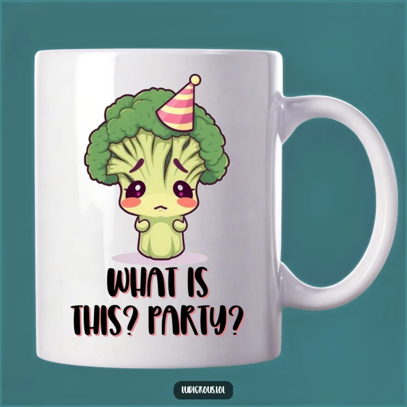 Funny Bewildered Broccoli Mug: Hilarious Veggie Humor, Perfect Party Gift