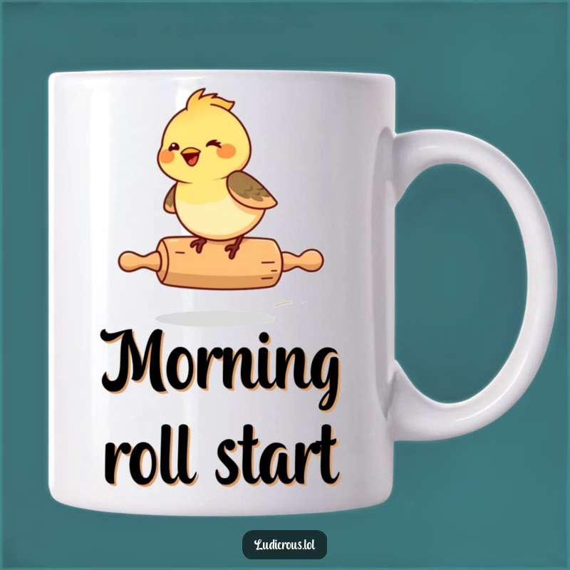 Funny Chickadee Rolling Pin Mug: Giggling Bird's Wild Ride, Perfect Gift!