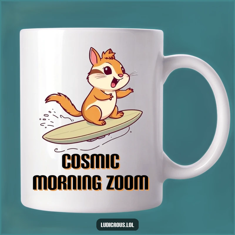 Funny Chipmunk Comet Surf Mug - Exhilarating Space Adventure Gift