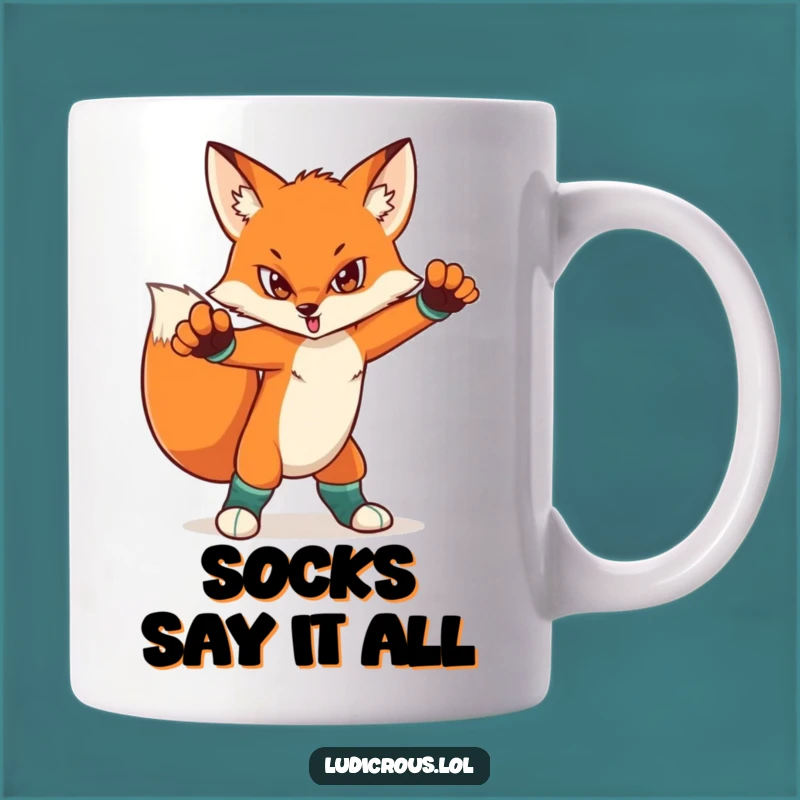 Funny Fox Mismatched Socks Mug - Dramatic Flair & Quirky Style, Perfect Funny Gift