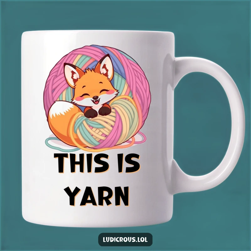 Funny Fox Yarn Ball Mug: Hilarious Cozy Gift for Knitters and Fox Lovers