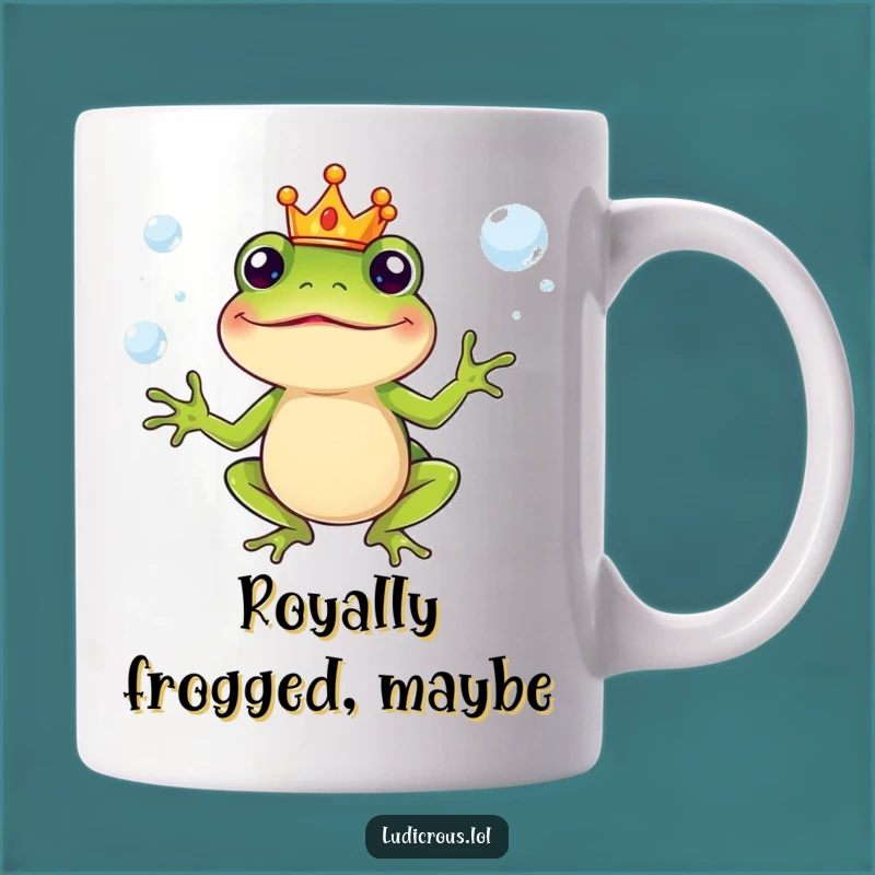 Funny Frog King Mug - Juggling Bubbles Crown - Royal Humor Gift!