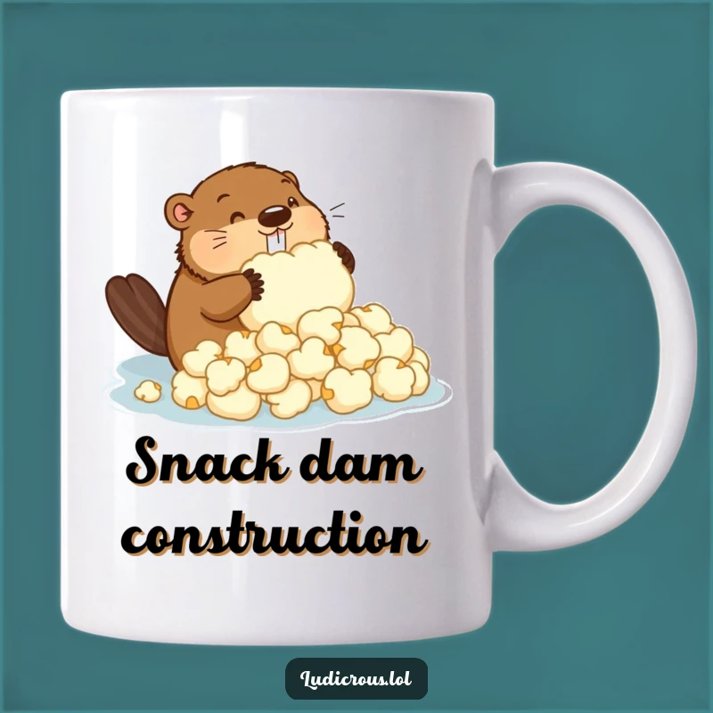 Funny Beaver Popcorn Dam Mug: Hilarious Construction Art for a Gag Gift