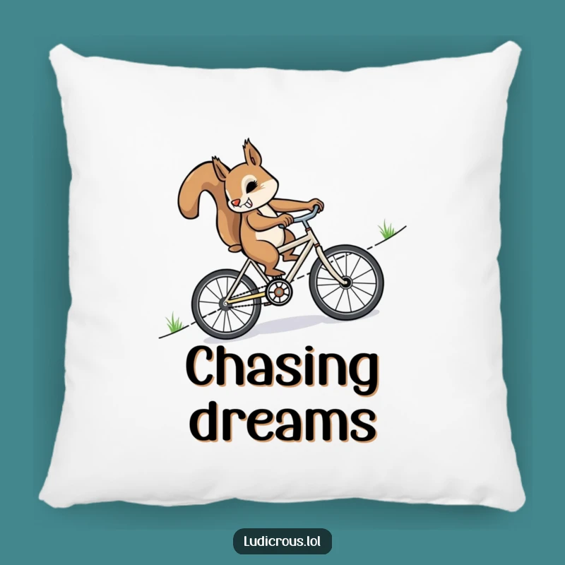 Funny Squirrel Bike Pillow: Comfy Motivation for Your Couch, Great Funny Gift