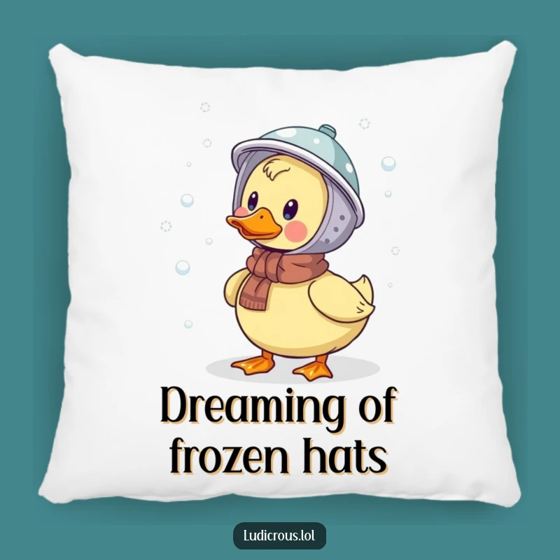 Funny Duck Colander Pillow: Comfy Humor for Your Cozy Space