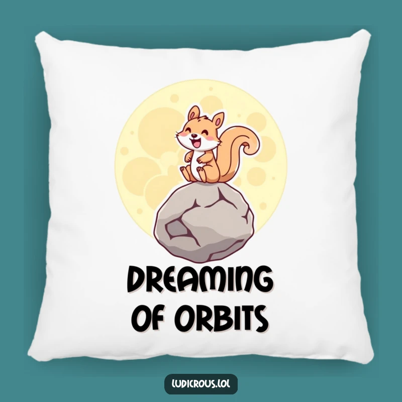 Funny Squirrel Moon Rock Pillow: Cozy comfort with astronomical humor!