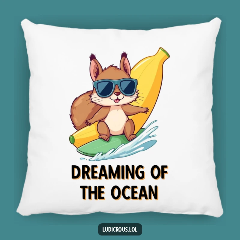 Funny Squirrel Banana Surf Pillow: Comfy Laughs for Your Couch