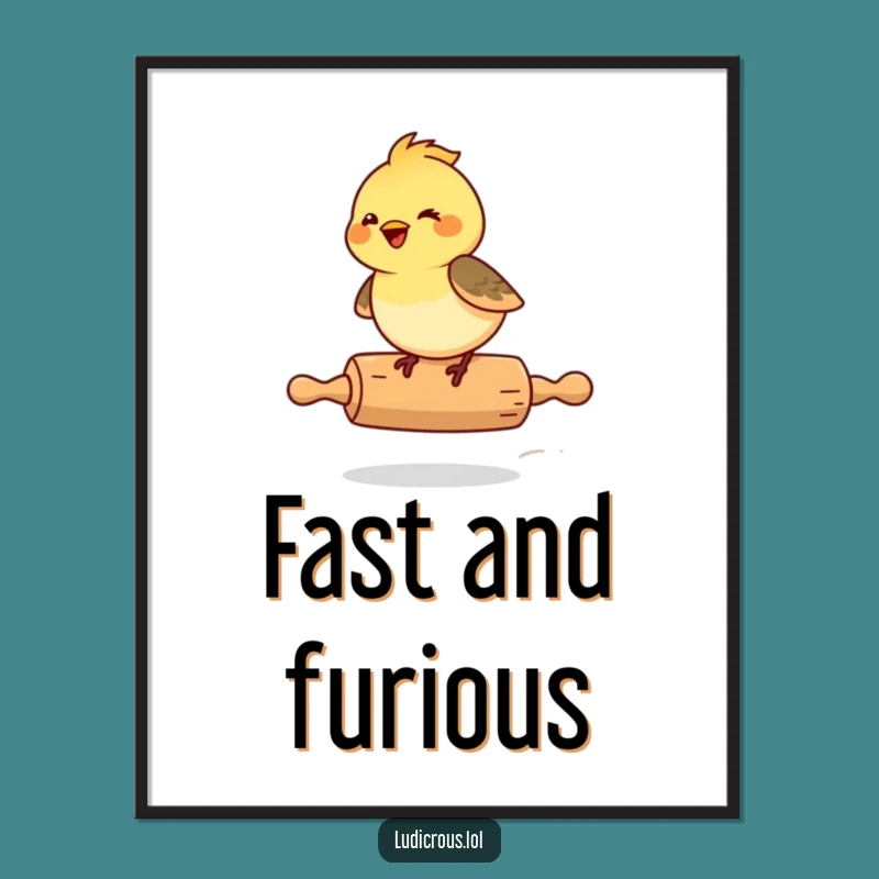 Funny Chickadee Rolling Pin Digital Art: Instant Joyful Decor, Perfect Gift Download!