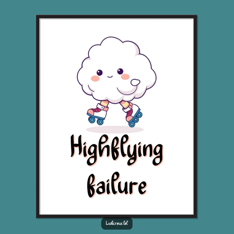 Funny Cloud Roller Skates Digital Art Print: Hilarious Art to Brighten Your Space!