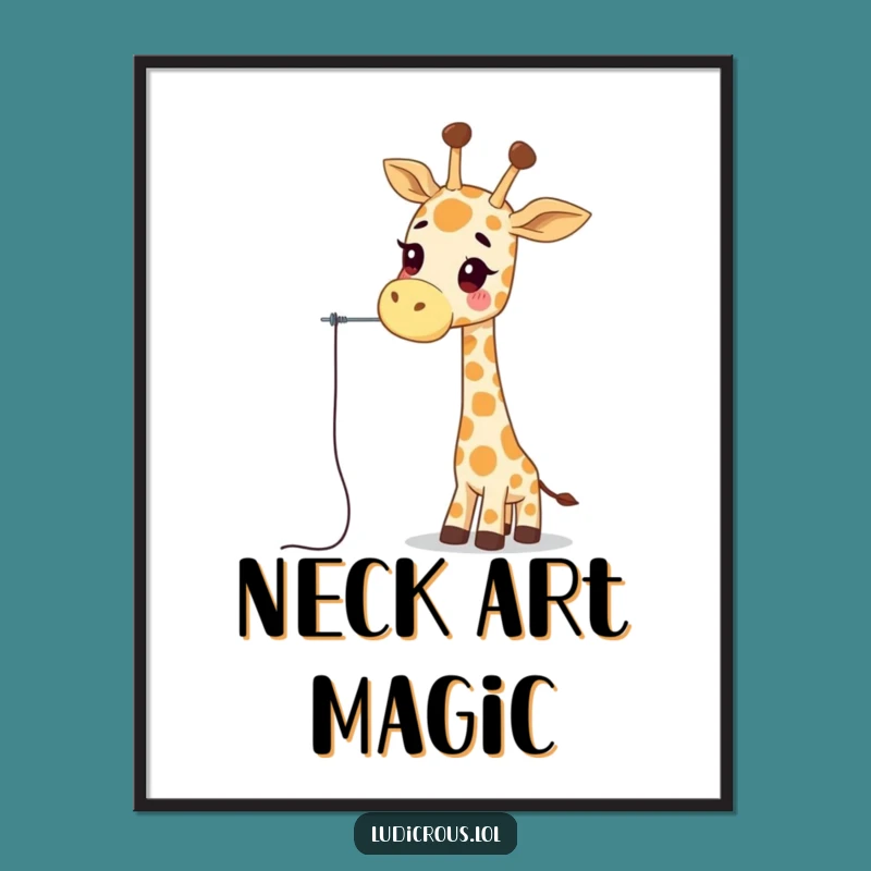 Funny Giraffe Digital Art: Wobbly Neck Threading - Instant Hilarious Gift