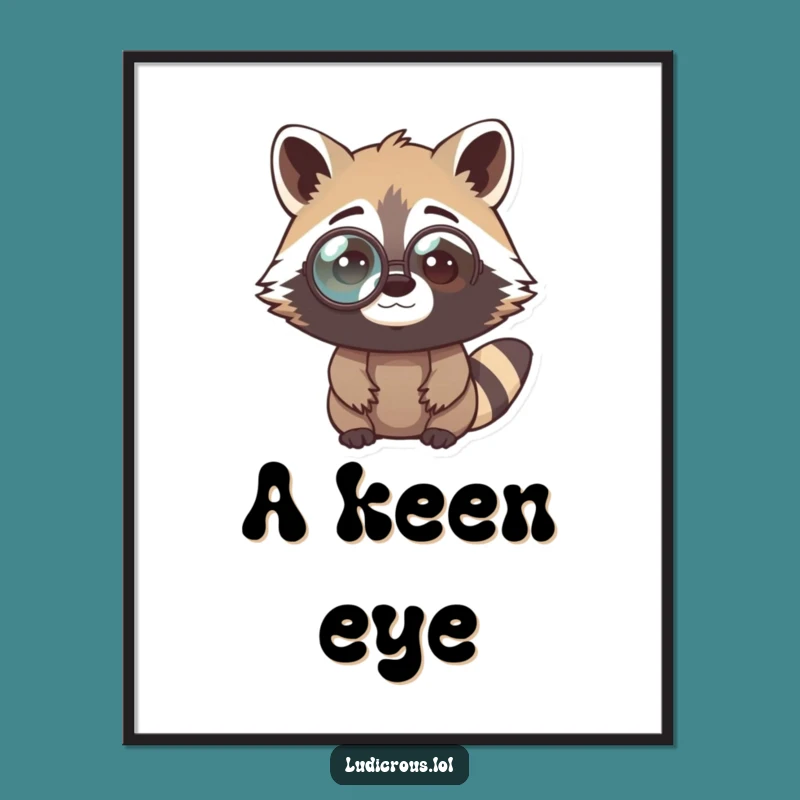 Funny Raccoon Monocle Digital Print Gift - Curious Bandit's Perplexed Intellectual Art