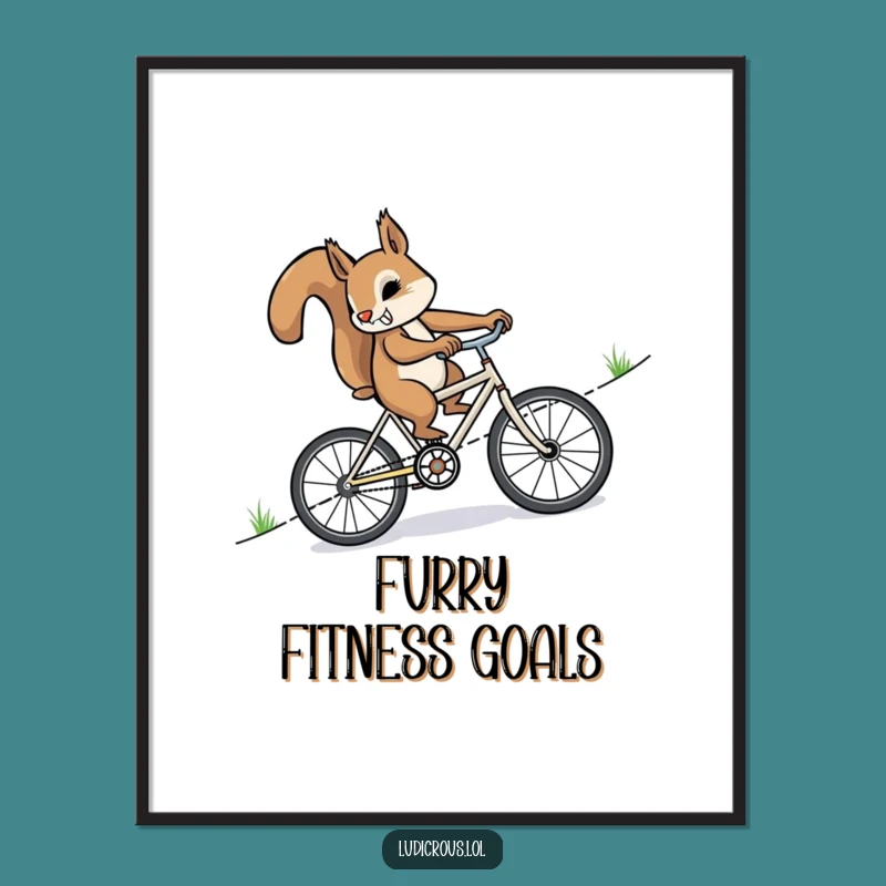 Funny Squirrel Bike Digital Art: Instant Motivation, Perfect Wall Funny Gift