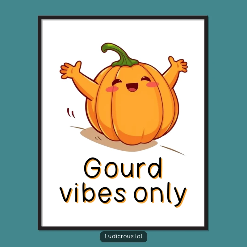 Funny Rolling Pumpkin Digital Art - Instant Autumn Wall Decor!