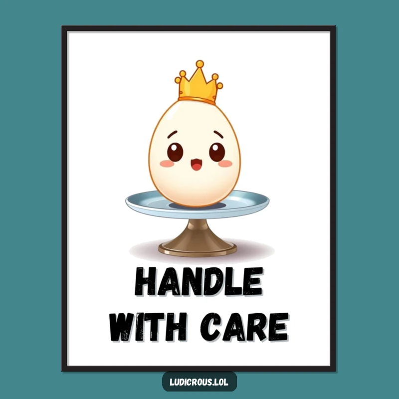 Funny Surprised Egg Digital Art - Regal Wobble Print for Instant Cheer