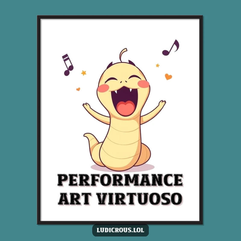 Funny Opera Worm Digital Art: Hilarious Printable Decor for Music Lovers!