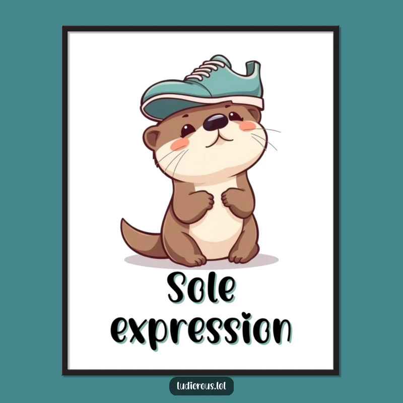 Funny Otter Shoe Hat Digital Art: Instant Hilarious Decor, Perfect Gift Download!
