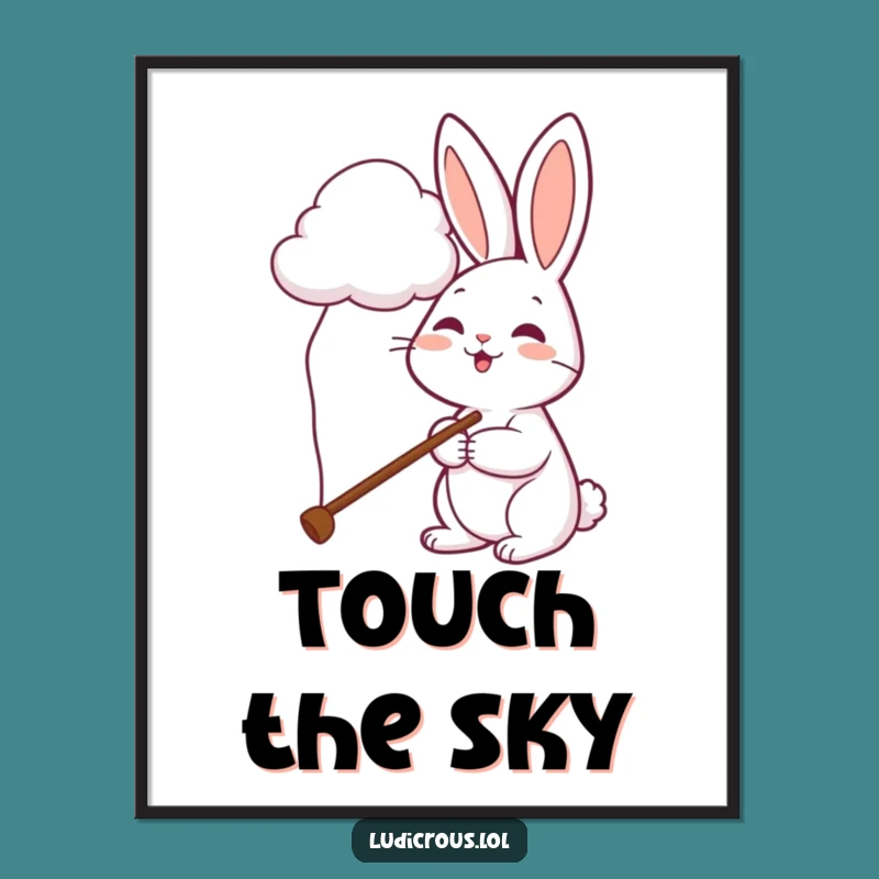 Funny Rabbit Digital Art - Instant Whimsy Cloud Print Gift!
