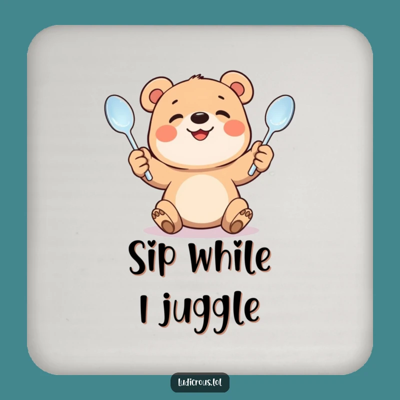 Funny Bear Cub Juggling Coaster - Protect Surfaces with Adorable Effort, Unique Funny Gift