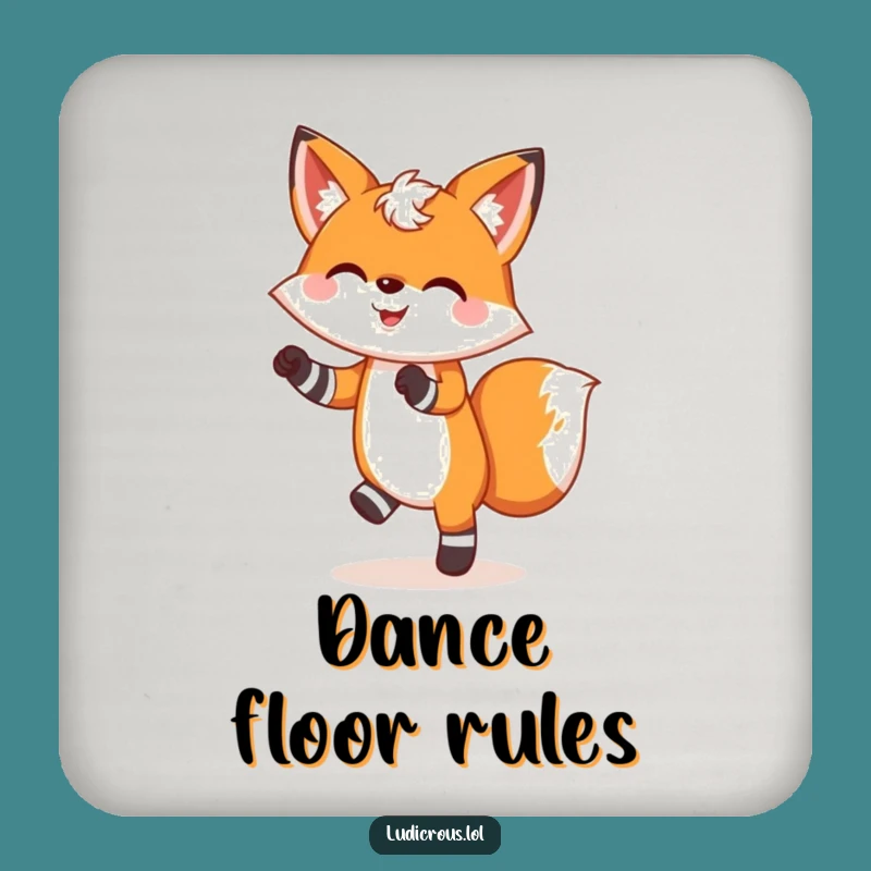 Funny Cheerful Fox Dancing Drink Coaster: Protect Surfaces with Style