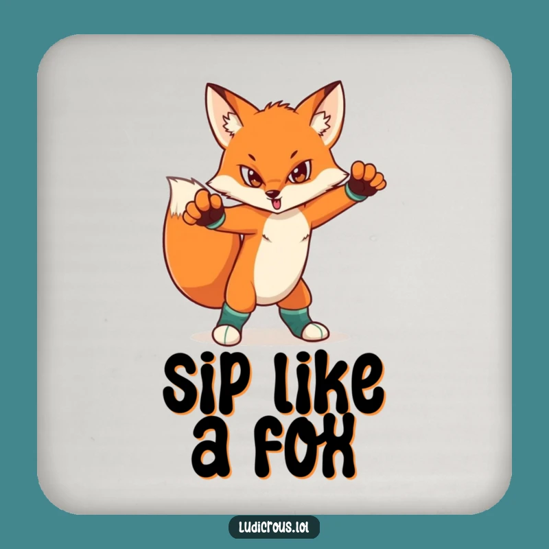 Funny Fox Dramatic Pose Coaster - Protect Surfaces with Style, Unique Funny Gift