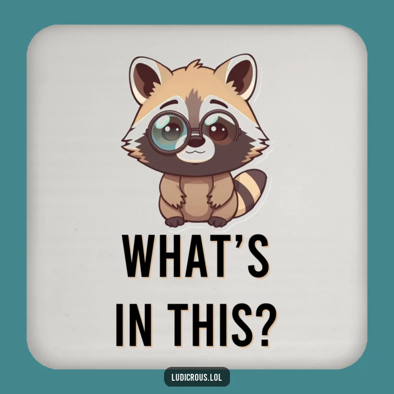 Funny Raccoon Monocle Coaster Gift - Perplexed Bandit's Stylish Drink Protection