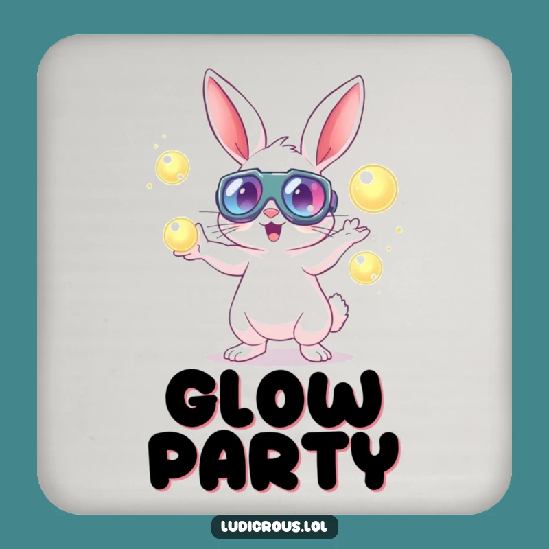 Funny Rabbit Goggle Juggler Coaster - Protect Surfaces with Galactic Wit