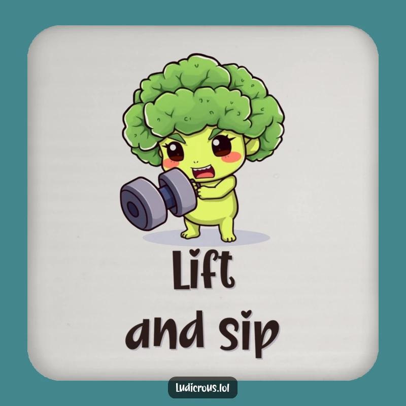 Funny Broccoli Gym Coasters - Protect Surfaces with Healthy Charm!