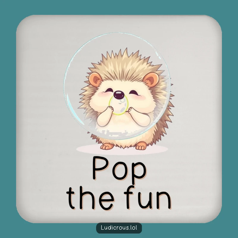 Funny Hedgehog Bubble Blow Funny Coaster Gift - Prickle's Ambitious Drink Protection Fun