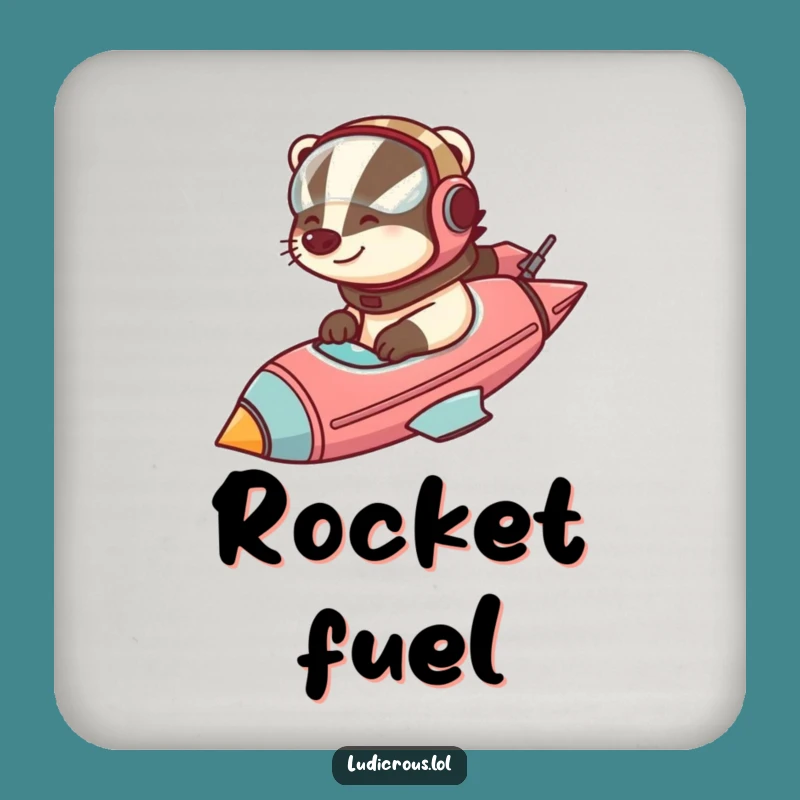 Funny Badger Rocket Landing Coaster: Protect surfaces with space humor!