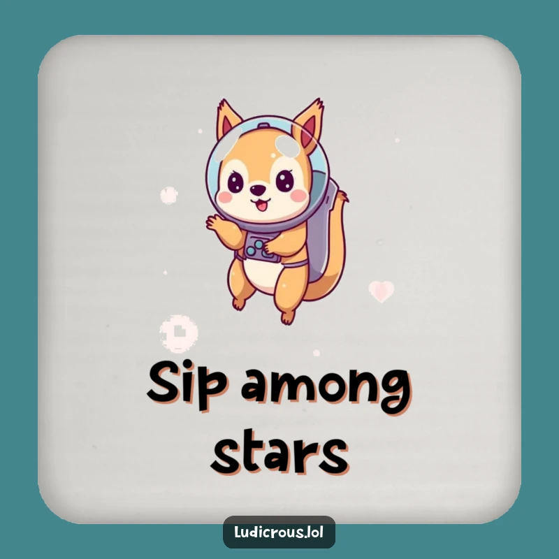 Funny Squirrel Astronaut Coaster Set: Protect Surfaces from Cosmic Spills