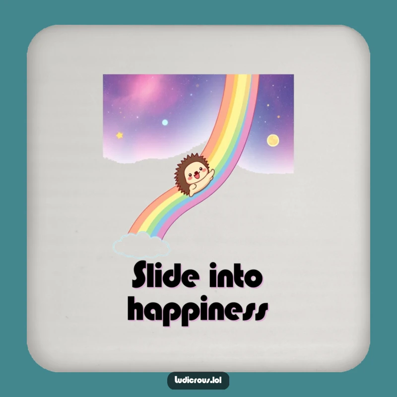 Funny Hedgehog Rainbow Coaster: Protect Surfaces with Cosmic Style