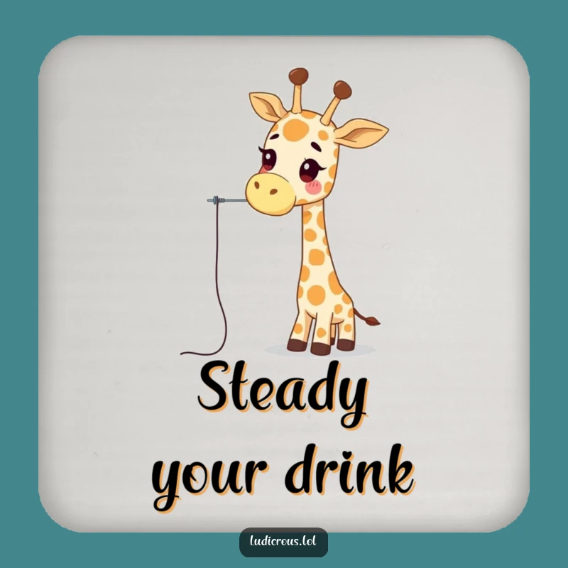 Funny Giraffe Drink Coaster: Wobbly Neck Needle Art - Unique Gift