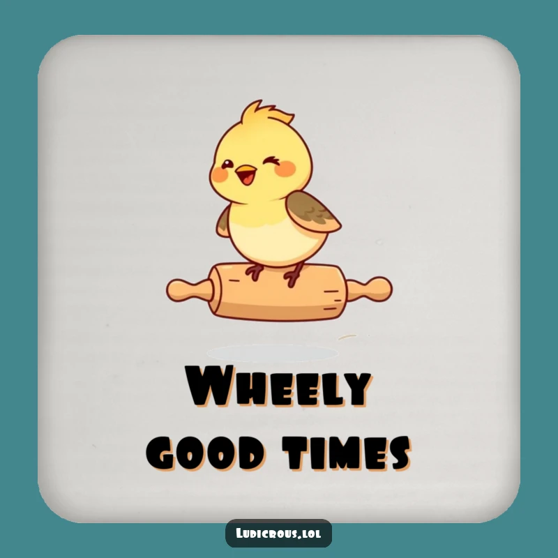 Funny Chickadee Rolling Pin Coaster: Protect Surfaces with Birdy Humor, Gift!