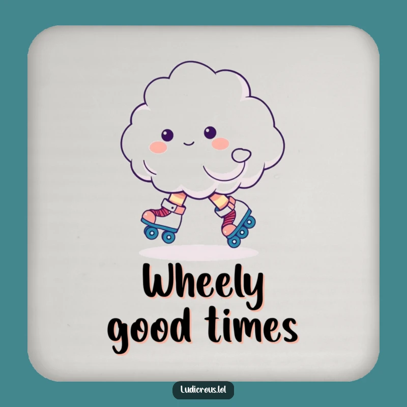 Funny Cloud Roller Skates Drink Coasters: Protect Surfaces with Hilarious Skater Style!