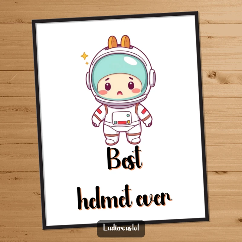 Funny poster art of a wide-eyed astronaut in a spacesuit, with a chrome toaster bizarrely perched on its head instead of a helmet, looking shocked.